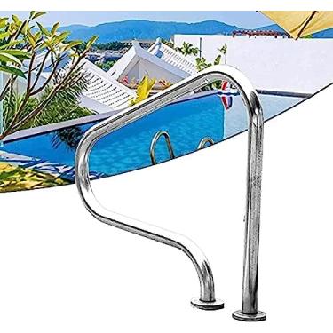 Imagem de Corrimão de trilho de piscina, corrimão de piscina com cobertura de apoio de braço Corrimão de segurança de aço inoxidável 304 para entrada de piscina enterrada
