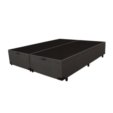 Imagem de Cama Baú Queen Luuna, Bipartido, Pistão a Gás, Cinza Escuro - 158x198cm