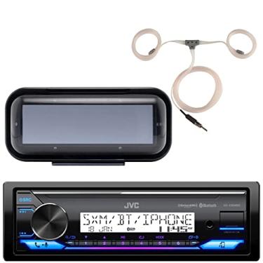 Imagem de JVC KD-X35MBS Receptor Bluetooth SiriusXM Marine Single DIN AM/FM Bluetooth, capa de rádio DIN única - preta, antena marinha
