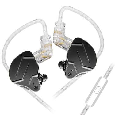 Imagem de Fones de ouvido KZ ZSN Prox in Ear Buds Yinyoo híbrido dinâmico acionador equilibrado armadura fones de ouvido fones de ouvido Dual Driver 1DD 1BA som estéreo profundo ergonômico confortável fones de ouvido (com microfone, preto)