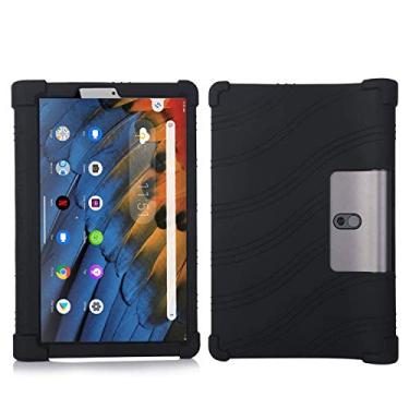 Imagem de QYiiD Capa para Lenovo Yoga Smart Tab 10,1 polegadas 2019, capa protetora de silicone leve à prova de choque de borracha macia adequada para crianças Lenovo Yoga Smart Tab, preta