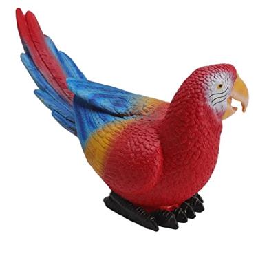 Imagem de Escultura de pássaro topincn, ornamento de escultura de papagaio à prova dwaterproof água resina decorativa estátua de pássaro ao ar livre pendurado quintal varanda pátio decoração (arara vermelha à direita)