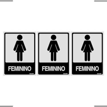 Imagem de Combo 3 Placas De Sinalização Banheiro Feminino 15x20 Ekomunike - B-565 F9e