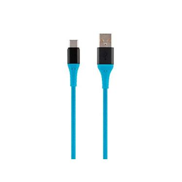 Imagem de Monoprice Cabo de carregamento e sincronização USB 2.0 tipo C para tipo A – 1,8 m – Azul, durável, nylon reforçado com Kevlar – Série AtlasFlex