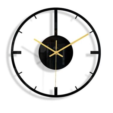 Imagem de Relógio de parede digital redondo preto acrílico padrão geométrico simples quarto sala de estar relógio de pendurar na parede relógio decoração de casa (cor: SKU-20, tamanho: 30cm)