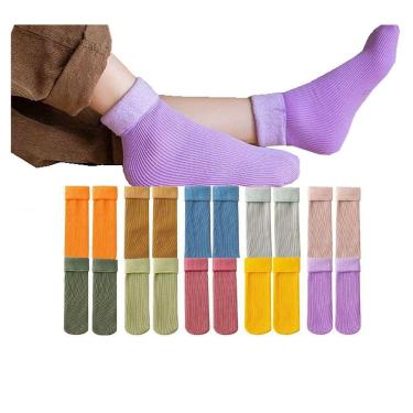 Imagem de Kit Meia Infantil Térmica Canelada Fleece: 10 Pares