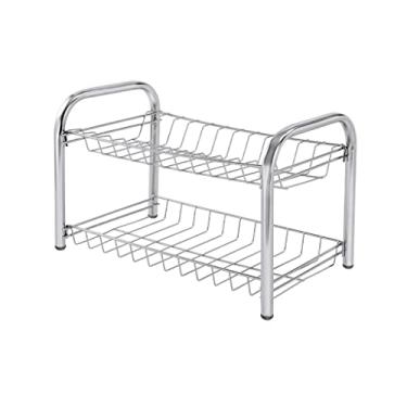Imagem de Escorredor de Louça Duplo 12 Pratos Desmontável Cromado Organização Cozinha