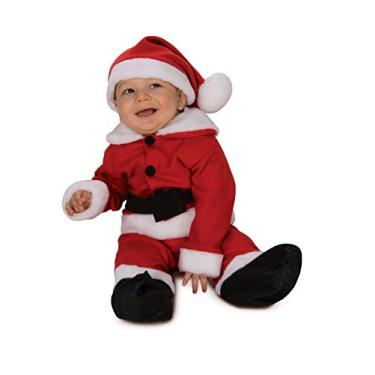 Imagem de Macacão infantil de Papai Noel (lã com cinto) fantasia de Natal tamanho 6-12 meses, Vermelho