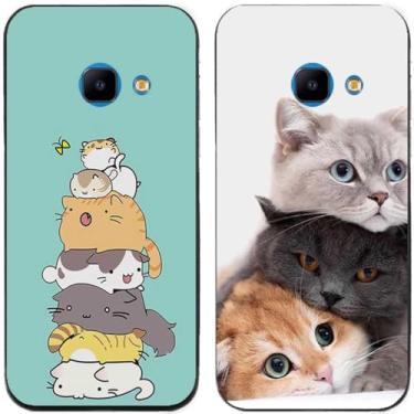 Imagem de 2 peças coruja lobo leão tigre gato pilha golfinhos pug Husky cão dinossauro panda TPU gel capa de telefone para Samsung Galaxy A5 2017 A520 (pilha de gato)