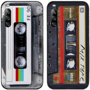 Imagem de 2 peças retrô fita cassete impressa TPU gel silicone capa de telefone traseira para Sony Xperia Series (Sony Xperia L4)