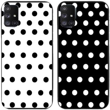 Imagem de 2 peças preto branco bolinhas impressas TPU gel silicone capa de telefone traseira para Samsung Galaxy todas as séries (Galaxy A71 5G)