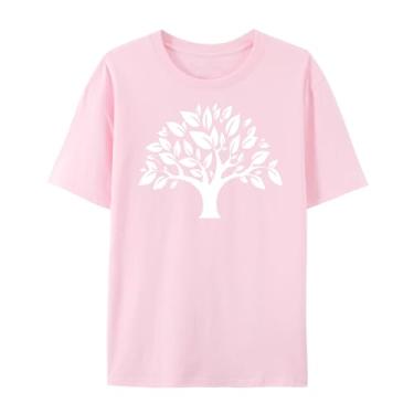 Imagem de BAFlo Camiseta masculina e feminina com estampa de árvore da vida, rosa, P