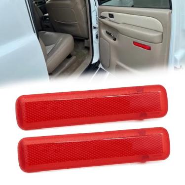 Imagem de 1 par de painel refletor vermelho para porta traseira esquerda e lado do passageiro direito, capa de luz de alerta de segurança, compatível com Chevrolet GMC Yukon 2003-2007, substitui peça #