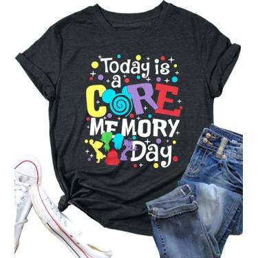 Imagem de Camiseta mágica feminina engraçada Today is A Core Memory Day com estampa de letras fofas de férias em família, Cinza, P