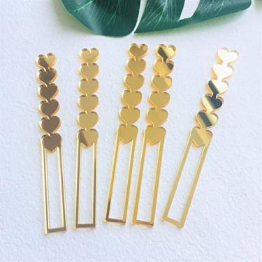 Imagem de CHENRUI 20 peças de palitos de bolo de acrílico para coração, palitos de picolé fofos para chá de bebê para aniversário dos namorados (espelho dourado)