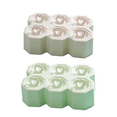 Imagem de JinRu BaoHua Moldes de picolé para anel, 12 peças, moldes de picolé de silicone, sem BPA, reutilizáveis, fáceis de tirar (verde bege)