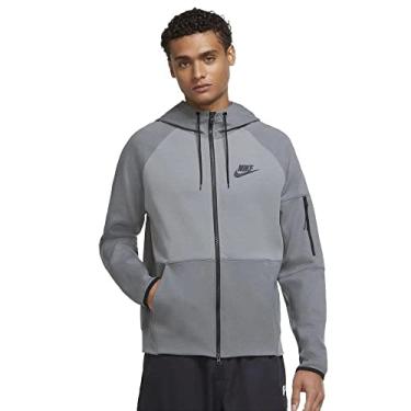 Imagem de Nike Jaqueta masculina esportiva com capuz e zíper, Cinza/cinza, XG