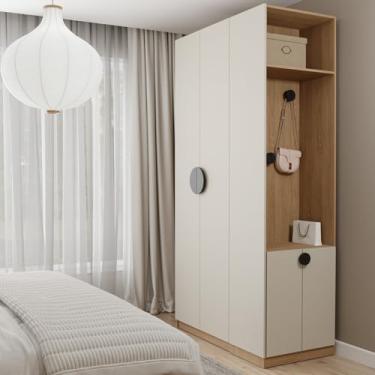 Imagem de Conjunto Modulado Joy 2 Peças Nicho com 2 Gavetas e Sapateira Cabecasa Madeiramadeira Cinza Sereno/avena