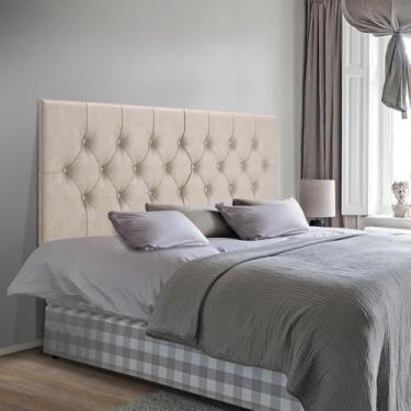 Imagem de Cabeceira Casal Com Capitonê Estofada Suspensa Suede Cama Box Quarto Painel Para Parede (Areia)