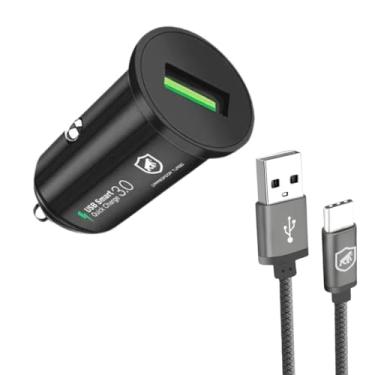 Imagem de Gshield Kit Carregador Veicular Turbo One USB Fast Charge 18W Qualcomm 3.0 + Cabo Symetric USB TIPO C, Carregamento Rápido, Ultra Resistente 1,5 metros