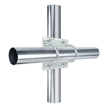 Imagem de Kit de suporte cruzado de mastro de antena com parafusos em U para postes OD de 2,5 a 5 cm, ferragens de montagem resistentes para antenas de TV MINO Yagi, câmera de segurança, estação meteorológica