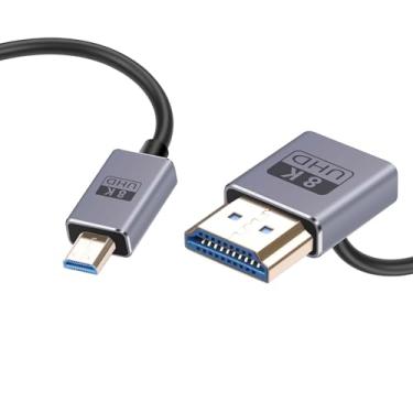 Imagem de GINTOOYUN Cabo Micro HDMI para HDMI de 59.9 cm 8K Cabo Micro HDMI 2.5 [8K @60Hz, 4K @120Hz] 6K, 5K, 48Gbps, HDR compatível com câmeras digitais, filmadoras, tablets (Micro HDMI macho até HDMI macho)