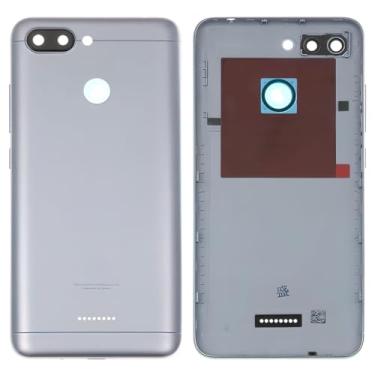 Imagem de Peças de reparo de substituição da capa da bateria da caixa traseira compatíveis com Xiaomi Redmi 6, (cinza, para 1 cartão SIM)