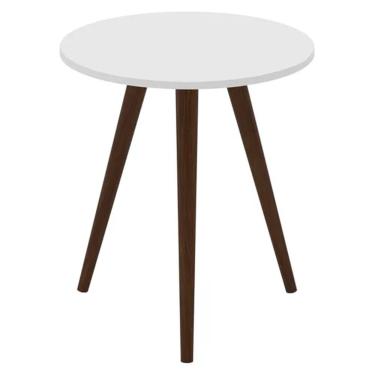 Imagem de Mesa Lateral Retrô Redonda em MDP Movelbento - Branco