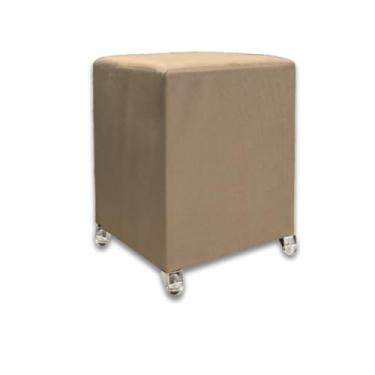 Imagem de Puff Quadrado Banqueta Com Rodinhas Rodizio Decoração Eventos Conforto (Bege Suede)