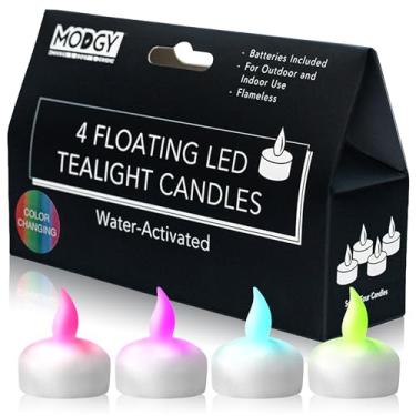 Imagem de MODGY Velas flutuantes LED ativadas por água Lumizu com mudança multicolorida, pacote com quatro