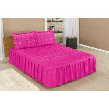 Imagem de Colcha Matelada Bordada Cama Casal Padrão DIVA Toque Macio PINK - DG C