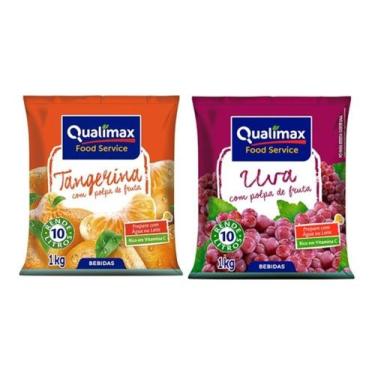 Imagem de Kit 2 Pacotes De Suco Refresco Em Pó Qualimax Sabor Laranja e Uva - 1 