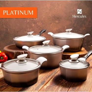 Imagem de Conjunto Panelas Alumínio Fundido Revestimento Cerâmico Antiaderente C