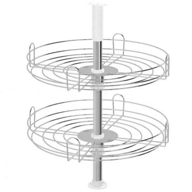 Imagem de Cesto Giratório para Armário Fruteira Ellite 50cm 2 Cestos Dupla Cozinha Cromado Dimec