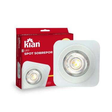 Imagem de Kit 4 Spot LED Sobrepor Quadrado Branco 5W 6000K Branca Quente Bivolt 