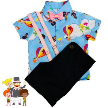 Imagem de Conjunto Roupa Festa Personagem + Suspensório E Gravata Borb - anjo da