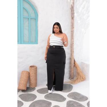 Imagem de Saia Longa Cargo Bolso Plus Size Moda Feminina Tamanho Extra Grande Es