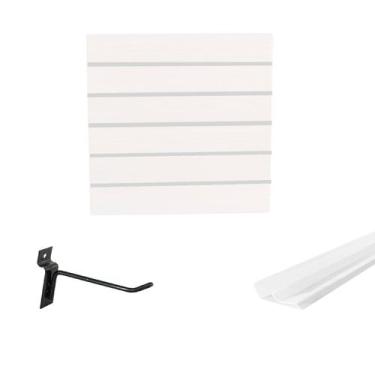 Imagem de Painel Canaletado Branco em Mdf 0,61 x 0,61m com Perfil Pvc Branco e 1