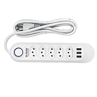 Imagem de Extensão de Tomada 2m com 5 Entradas + 3 Entradas USB 2Metro - B-Max