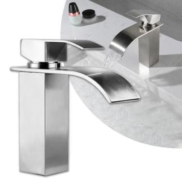 Imagem de Torneira Banheiro Cascata Baixa Quadrada Monocomando - Swanton, Prata