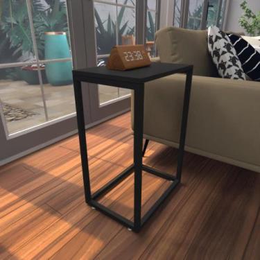 Imagem de Mesa lateral preta aparador de sofa sala mesa lateral cama - BeB