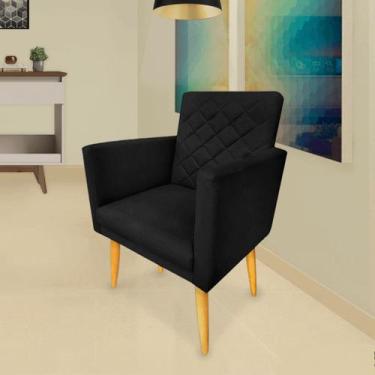 Imagem de Poltrona Decorativa Maitê Suede Preto para leitura - 2M Decor