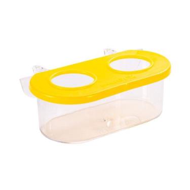 Imagem de Comedouro Jel Plast Pet Piu 2 Furos com Gancho Cristal Amarelo para Pá