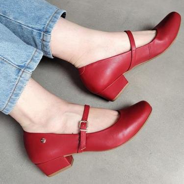 Imagem de Sapato Conforto Firezzi Boneca Salto Baixo 237803, 35, Vermelho