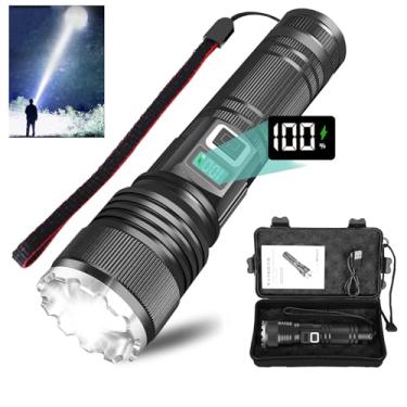 Imagem de WSSBOND Lanternas recarregáveis de alto lúmens, lanterna super brilhante e de longo alcance com visor de energia LCD, 20H de longa duração, 5 modos com zoom e à prova d'água, holofote para pesquisa de