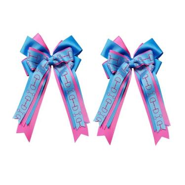 Imagem de Dielianyi Arcos de cabelo equestre - arcos de pônei com padrão de pontas de cavalo, arcos curtos de estribo para competições de equitação (padrão de borboleta)