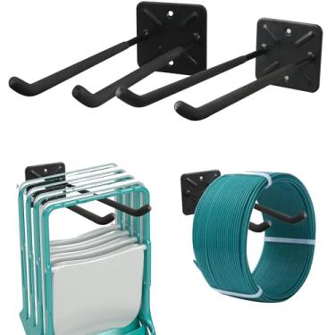 Imagem de INDECKMO Ganchos de garagem, organizador de ferramentas resistentes, (pacote com 2) cabide de parede de 31,5 cm, ganchos utilitários de armazenamento de garagem para pendurar pneus de carro, escadas,