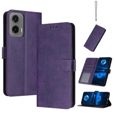 Imagem de Kukoufey Capa de couro compatível com Motorola Moto G35 5G, compatível com Motorola Moto G35 5G, capa flip de couro PU roxa