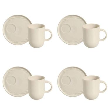 Imagem de Conjunto De Canecas Com Pires 04 Peças Linhas Clay Porto Brasil