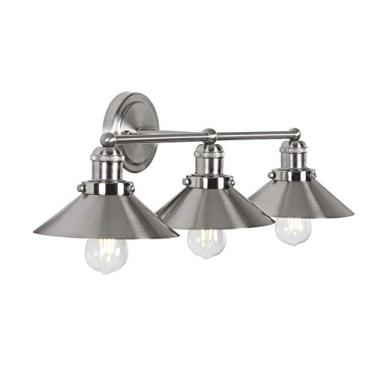 Imagem de JONATHAN Y JYL7428B July 66,3 cm 3-Light Metal Shade Farmhouse Sconce Contemporâneo Transitório 2200K Edison 25W Lâmpadas incluídas para quarto, sala de estar, banheiro, iluminação de toucador, níquel
